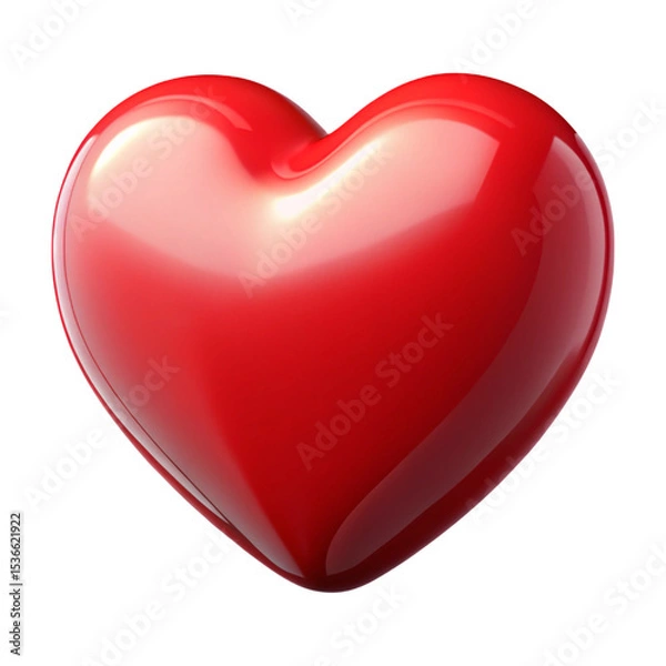 Fototapeta Glossy red heart floating isolated against black background for romantic concepts