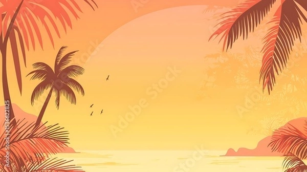 Obraz Tropical sunset beach scene