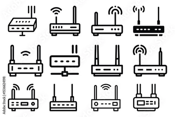 Obraz Set of modern router icon vector illustration on white background.