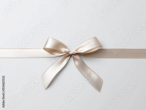 Obraz beige satin ribbon bow isolated copy space