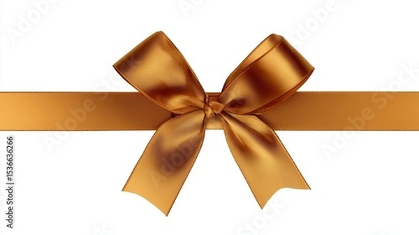 Obraz terracotta gold satin ribbon bow isolated