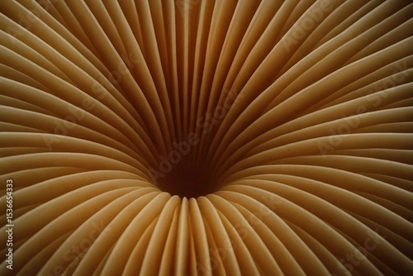 Fototapeta Extreme Macro of Mushroom Gills Forming an Abstract Radial Pattern