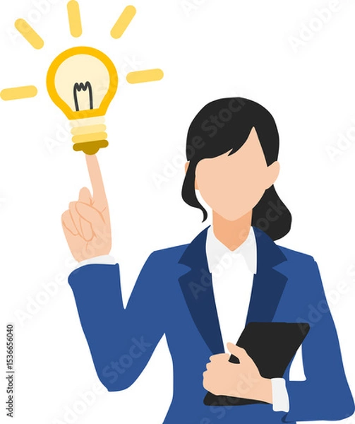 Fototapeta アイデアが閃くビジネスウーマンのイラスト