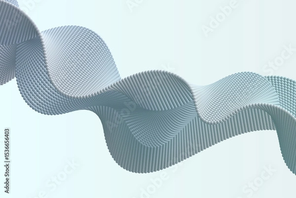 Fototapeta Artistic wave composed of small particles with a textured 3D volume effect in a minimal wavy background