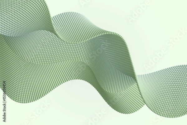 Fototapeta Abstract digital wave made of volume particles flowing in a rhythmic wavy motion on a soft modern background