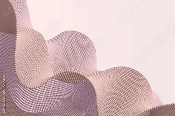 Fototapeta Flowing 3D ribbon built from particles creating a textured volume in a modern abstract wavy design