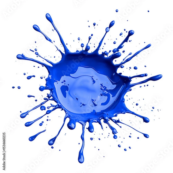 Obraz Bright blue paint splashing outwards isolated on white or transparent png