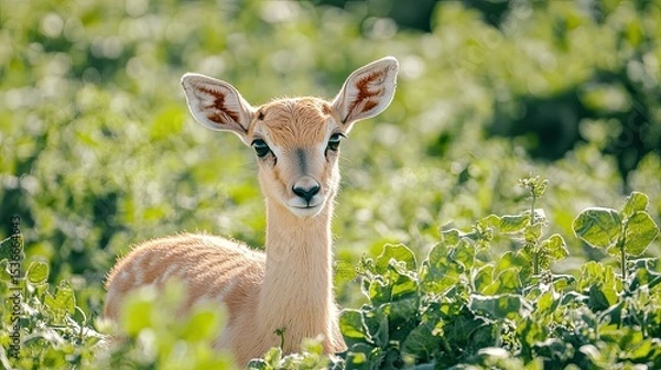 Obraz Young Antelope in Green Field.
