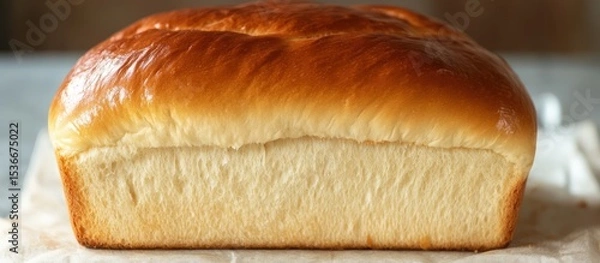 Obraz Close-up of a freshly baked loaf of crusty bread.
