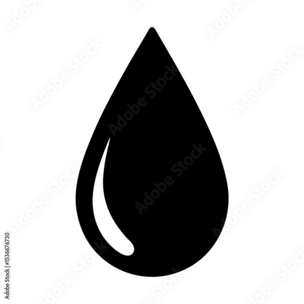 Fototapeta Simple black water drop illustration on white background for multiple use