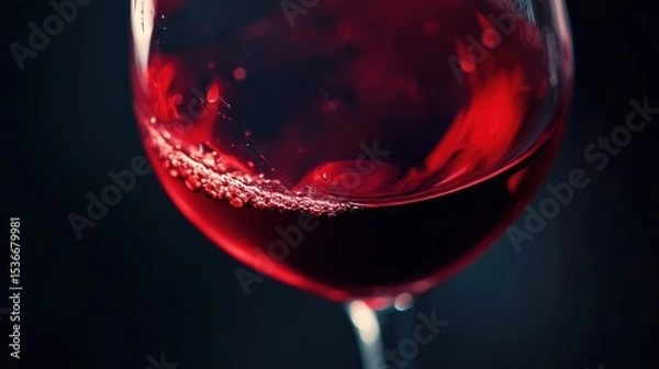 Obraz Close-up of a glass of red wine with swirling texture.