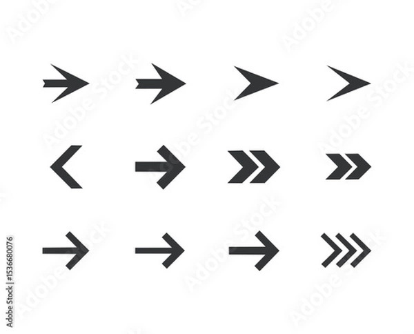 Fototapeta Twelve arrow icons silhouette set