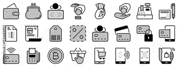 Fototapeta Icons in two tones about payment methods. Shopping