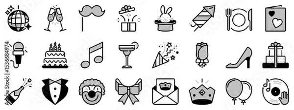 Fototapeta Icons in two tones about party