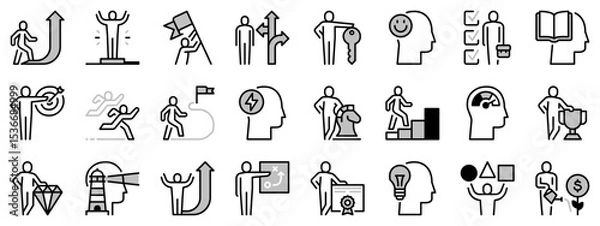 Fototapeta Icons in two tones about personal growth