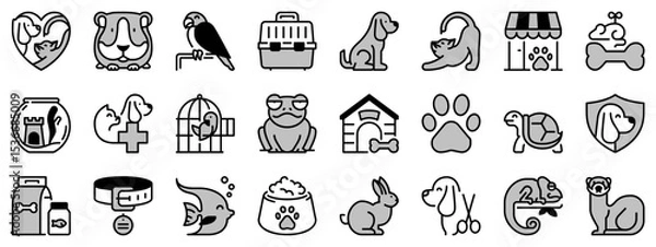 Fototapeta Icons in two tones about pets and vet