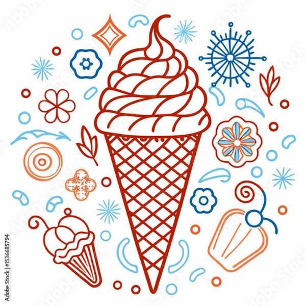 Fototapeta Silhouette of a Yellow Ice Cream Cone – Minimalist Dessert Icon, Abstract Frozen Treat Shape, Summer Snack Symbol, Sweet Food Illustration, Isolated Graphic for Branding and Design Use
