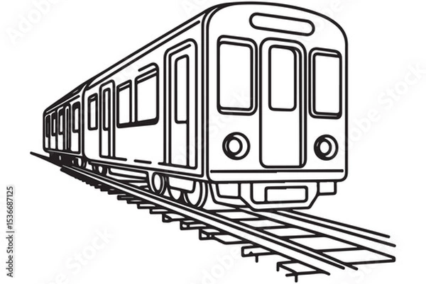 Obraz Subway train vector illustration in black and white for design