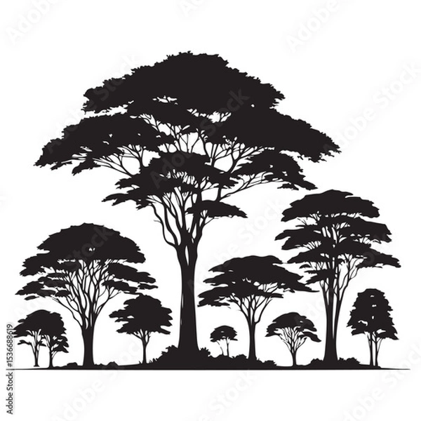 Obraz African Trees Silhouette Collection Nature and Landscape Art
