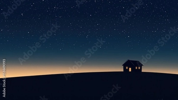 Fototapeta Night sky over a hilltop home