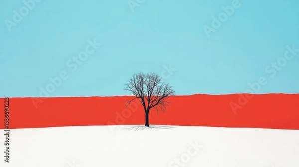 Fototapeta Bare tree in winter landscape