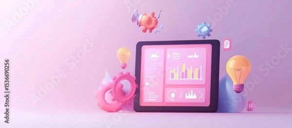 Fototapeta Modern tech dashboard with creative elements