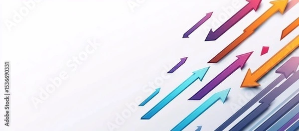 Fototapeta Colorful arrows pointing upward on white background