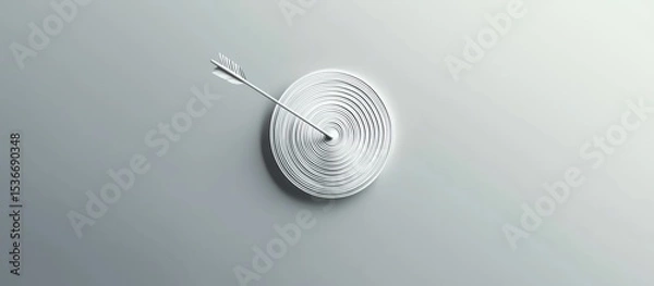 Fototapeta White target with arrow, achieving goals