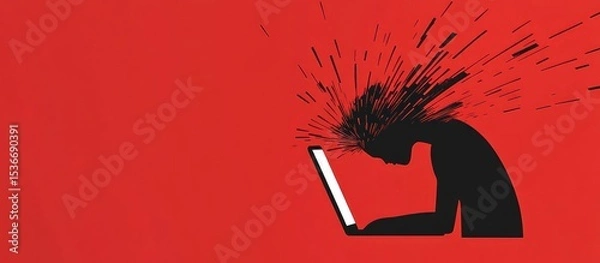 Fototapeta Overwhelmed by technology