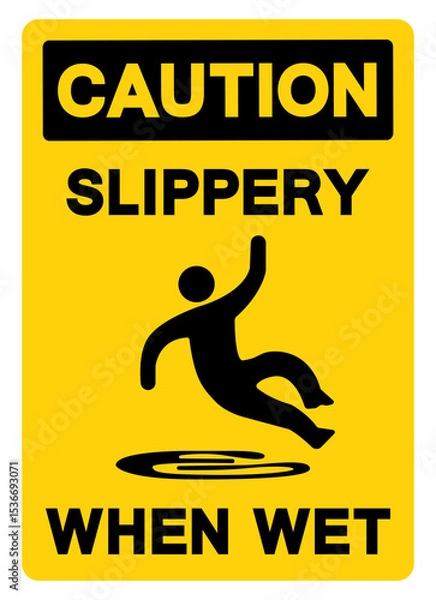Fototapeta Caution Slippery When Wet Symbol Sign,Vector Illustration, Isolate On White Background Label.EPS10