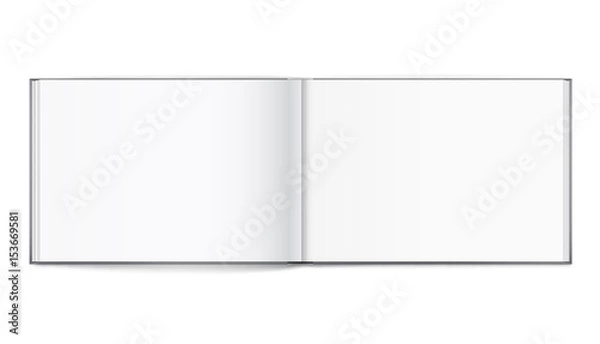 Fototapeta Blank of open album with cover on white background. Template