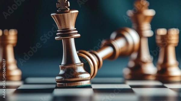 Obraz A chess game with a checkmate, symbolizing strategic victory, outmaneuvering opponents, and achieving a decisive win.