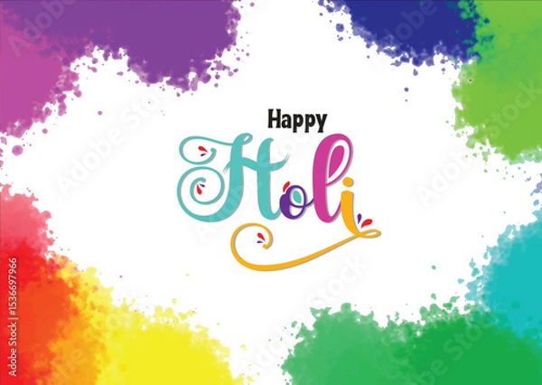 Fototapeta illustration of abstract colorful splash for Happy Holi background card design for color festival of India celebration greetings for promotion and advertisement banner