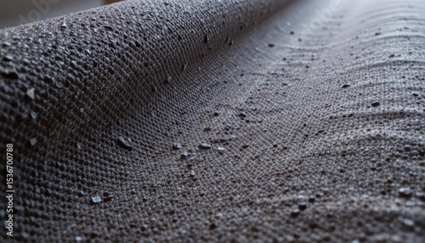 Fototapeta Closeup View of Textured Fabric Surface with Water Droplets and Shimmering Detail