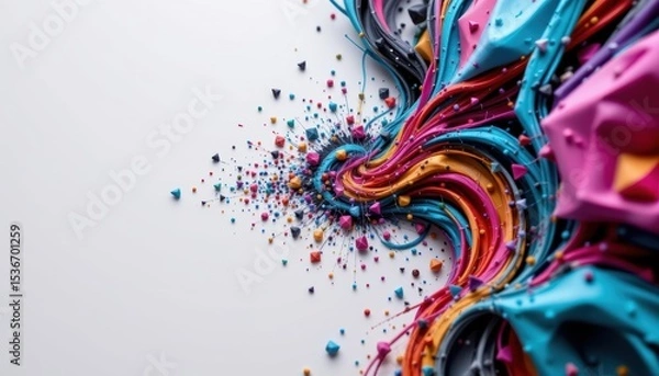 Obraz Colorful Abstract Flowing Design with Dynamic Textures and Vibrant Shapes on a Light Background