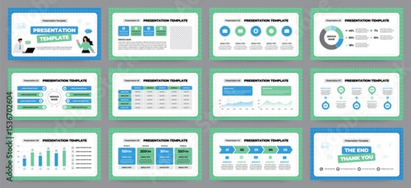 Fototapeta Modern presentation slide templates. Infographic elements template set for web, print, annual report brochure, business flyer leaflet marketing and advertising template. Vector Illustration.