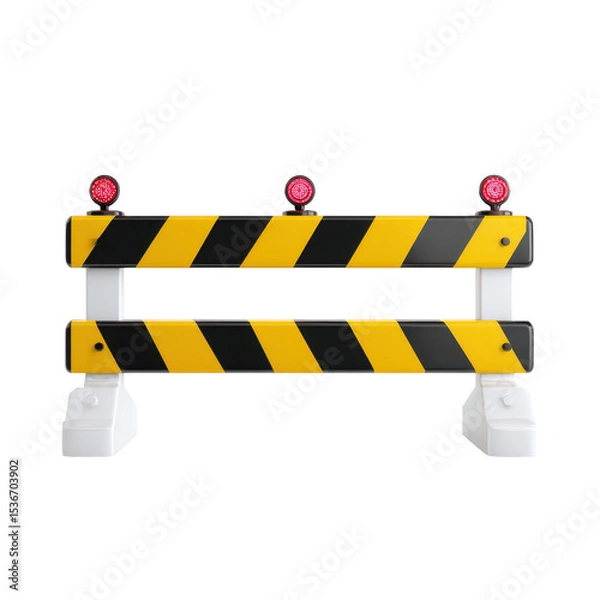 Fototapeta A celebratory barricade composed of vivid yellow and black stripes, ideal for marking off festive areas or delineating party spaces, transparent background