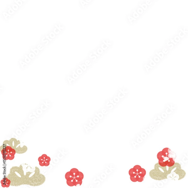 Obraz 梅の花と松の和風フレーム