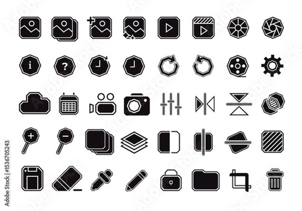 Obraz Creative editing tools software icon set collection photo vector editor application