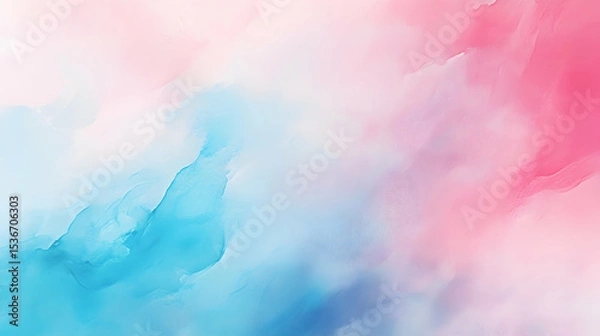 Fototapeta Abstract pastel pink and blue watercolor texture background design,