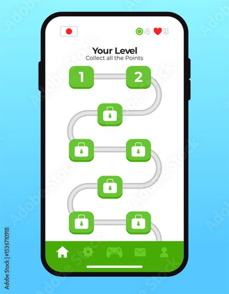 Obraz Learning language user interface education mobile phone apps UI application smartphone gamification green color