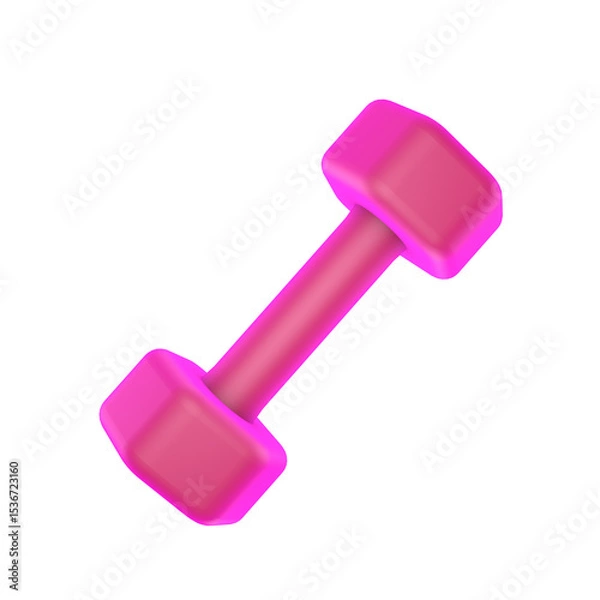 Obraz Pink dumbbell isolated on transparent background, fitness equipment for gym and workout training, sport exercise accessory illustration, PNG image