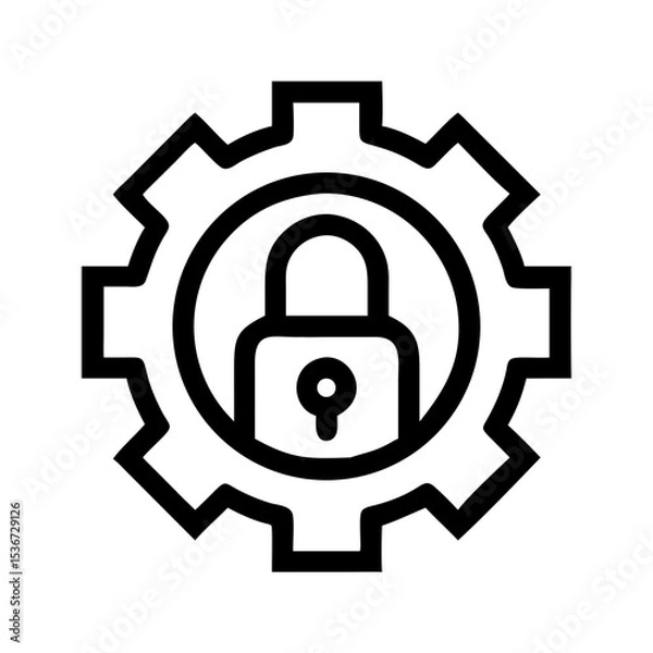 Fototapeta Gear with padlock design representing security and protection in technology and engineering applications