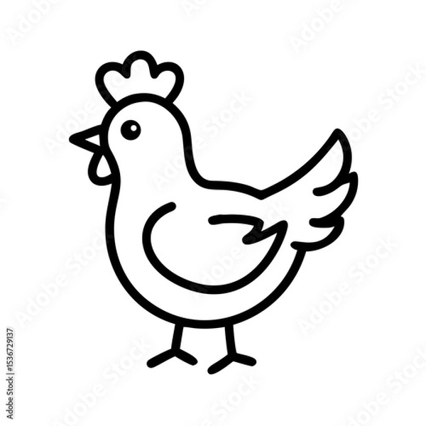 Fototapeta A cheerful cartoon chicken stands proudly with a little crown atop its head