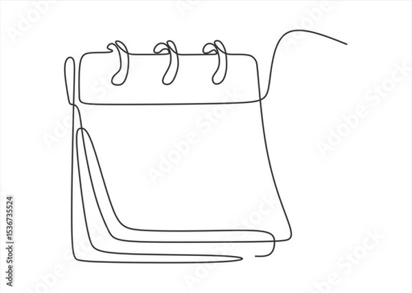 Fototapeta Minimalist Continuous Line Drawing of a Calendar. line icon-continuous line drawing. Editable stroke. 
