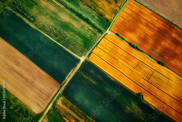 Fototapeta High-Tech Drone Surveillance for Monitoring Crop Health in Farmland  