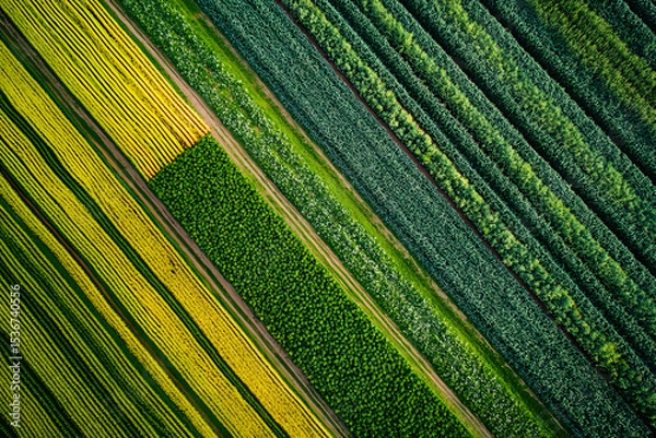 Fototapeta High-Tech Drone Surveillance for Monitoring Crop Health in Farmland  