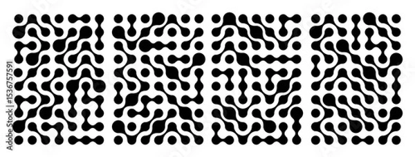 Obraz Organic Connect Shape Pattern with Dots. Abstract Metaball Vector Background. Fluid Geometric Medical Technology Pattern.