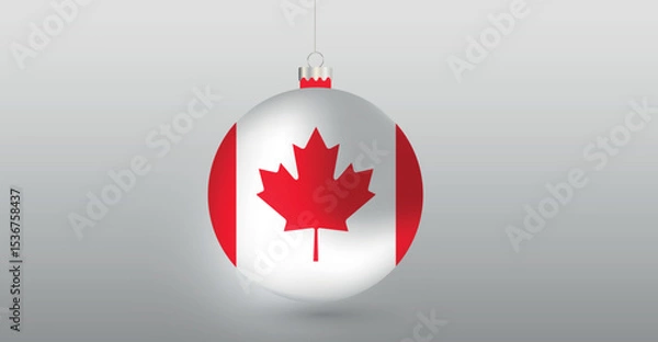 Obraz Canadian Flag Christmas Ornament Vector Isolated. Vector illustration of a Christmas bauble decorated with the Canadian flag.
