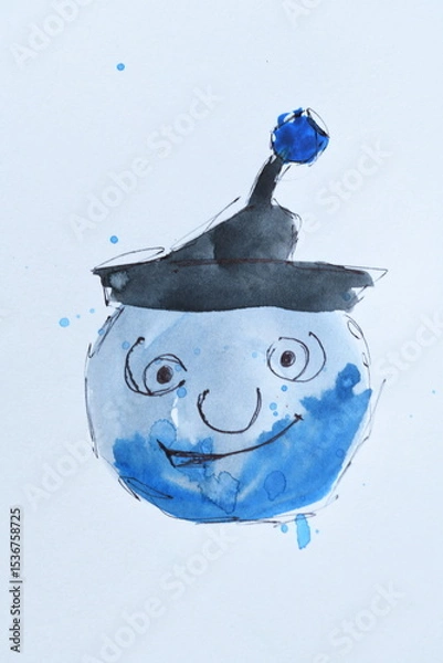Fototapeta Whimsical Moon Illustration with Hat